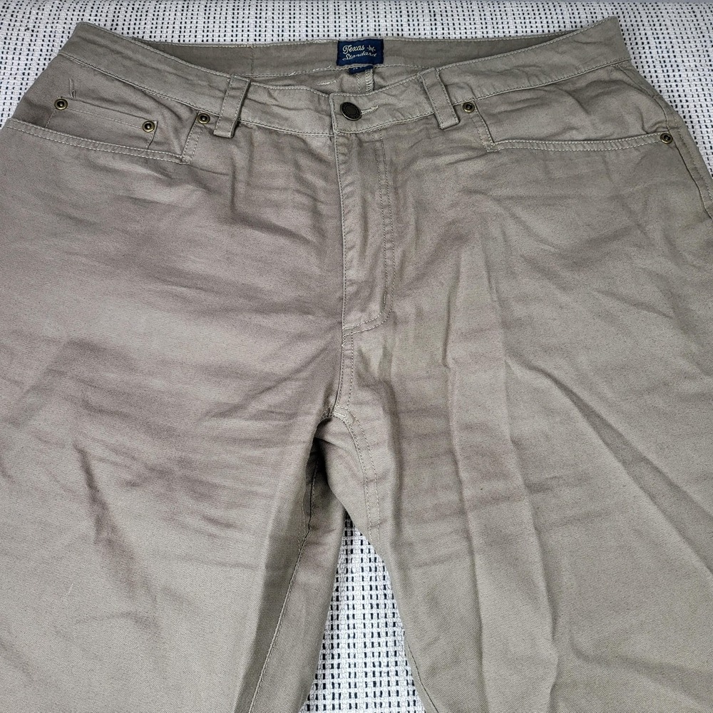 Texas Standard Pants Mens 36x32 Beige Canvas Khaki 5 Pocket Straight Leg Casual